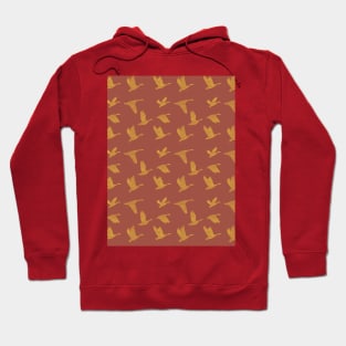 Flying Birds Pattern Yellow Red Hoodie